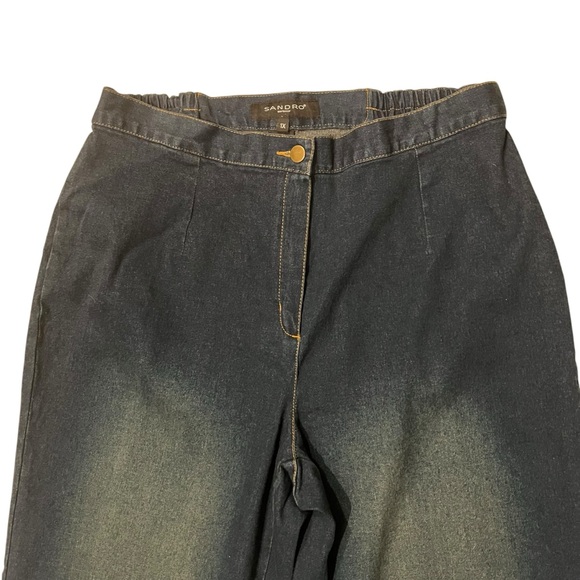 Sandro Sportswear Hi-Rise Wide Leg Cropped Jeans Mock Cuff Grommet Hem, Sz 1X - Picture 8 of 15